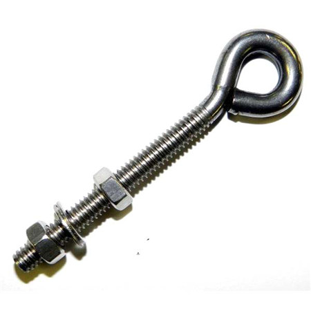 極線硬件一件式鍛造橢圓形吊環螺栓與方形螺母組裝在一起，吊環尺寸為1 1/2 x 2，以固定頂針